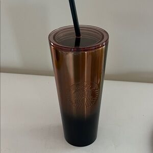 Starbucks Brown and Black Tumbler with Straw